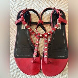 Balenciaga red thong stuffed sandals